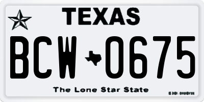 TX license plate BCW0675