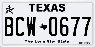 TX license plate BCW0677