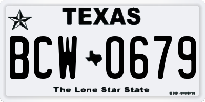 TX license plate BCW0679