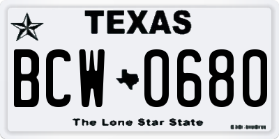 TX license plate BCW0680