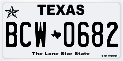 TX license plate BCW0682