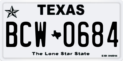 TX license plate BCW0684