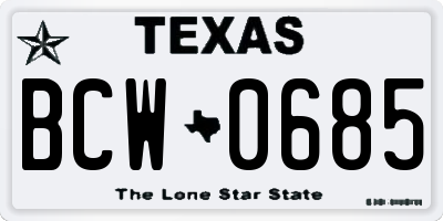 TX license plate BCW0685