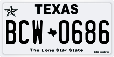 TX license plate BCW0686