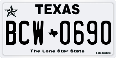 TX license plate BCW0690