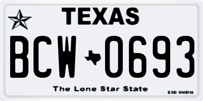 TX license plate BCW0693