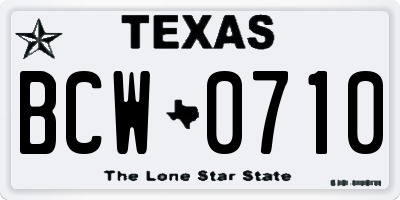 TX license plate BCW0710