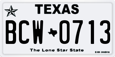 TX license plate BCW0713