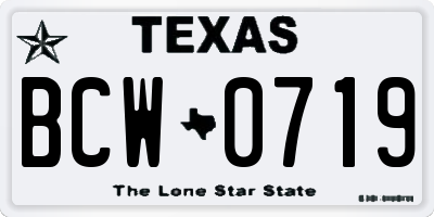 TX license plate BCW0719