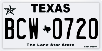 TX license plate BCW0720