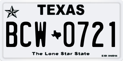 TX license plate BCW0721
