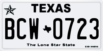 TX license plate BCW0723