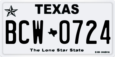 TX license plate BCW0724