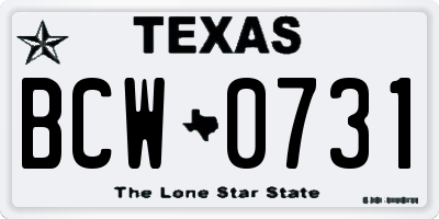 TX license plate BCW0731