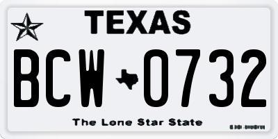 TX license plate BCW0732