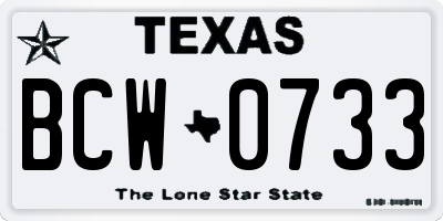 TX license plate BCW0733