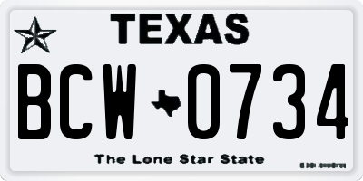 TX license plate BCW0734