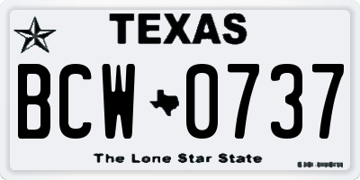 TX license plate BCW0737