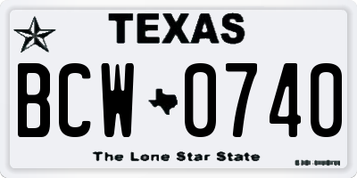 TX license plate BCW0740