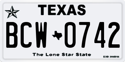 TX license plate BCW0742