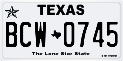 TX license plate BCW0745