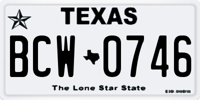 TX license plate BCW0746