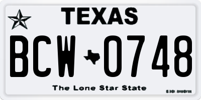 TX license plate BCW0748