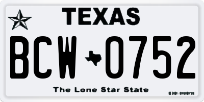 TX license plate BCW0752