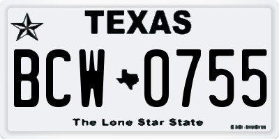 TX license plate BCW0755