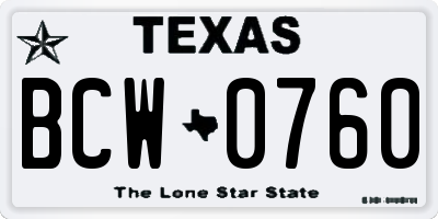 TX license plate BCW0760