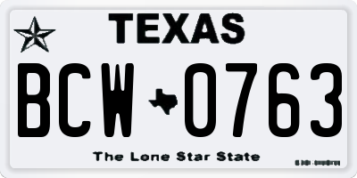 TX license plate BCW0763