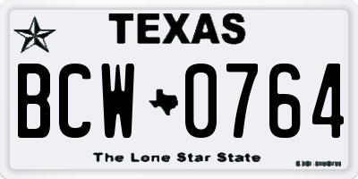 TX license plate BCW0764