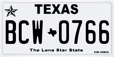 TX license plate BCW0766