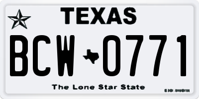 TX license plate BCW0771