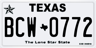 TX license plate BCW0772