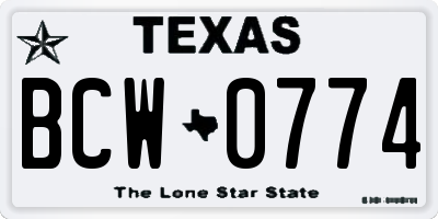 TX license plate BCW0774