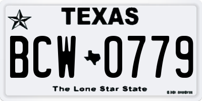 TX license plate BCW0779