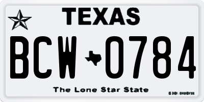 TX license plate BCW0784