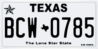 TX license plate BCW0785