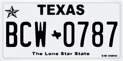 TX license plate BCW0787