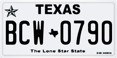 TX license plate BCW0790