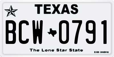 TX license plate BCW0791