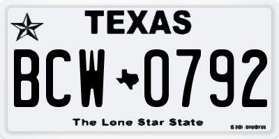 TX license plate BCW0792