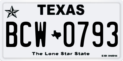 TX license plate BCW0793