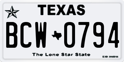 TX license plate BCW0794