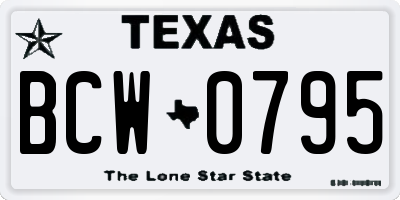 TX license plate BCW0795