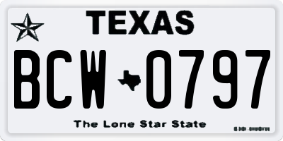 TX license plate BCW0797