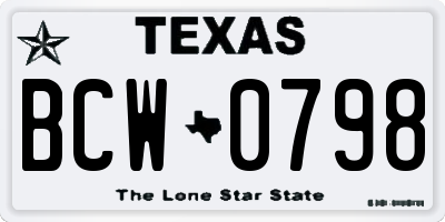 TX license plate BCW0798