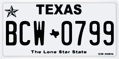 TX license plate BCW0799
