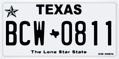 TX license plate BCW0811